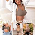 Wireless Jelly Seamless Bras for Women No Underwire Tshirt Full Coverage Padded Bra Comfortable Supportive Everyday Bralettes(01#Coffee(Full Coverage),XL)