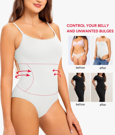 Nebility Shapewear Bodysuits Women Clothing Tummy Control Seamless Full Body Shaper Waist Trainer Jumpsuits Top(White,Large)