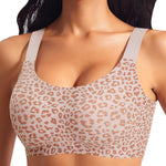 Womens Wireless Jelly Bras Plus Size No Underwire Seamless Full Coverage Comfortable Everyday Bra with Medium Support (Pink Leopard, XX-Large)