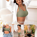 Wireless Jelly Seamless Bras for Women No Underwire Tshirt Full Coverage Padded Bra Comfortable Supportive Everyday Bralettes(01#Green(Full Coverage),M)