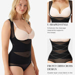 BRABIC Mesh Shapewear Bodysuit Tummy Control for Women Plus Size Faja Body Shaper Bodysuit Butt Lifter(Black,3X-Large)