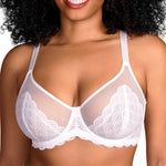 HSIA Minimizer Bras for Women Large Bust Full Coverage Lace Plus Size Bra - Mermaid Scales White