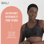 Bali Women's Comfort Revolution Shaping Wirefree Bra DF3488, Black Tropic, Small