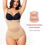 Nebility Shapewear for Women Tummy Control Bodysuit Faja Body Shaper Waist Trainer Snatched Corset Body Suit (Small,Beige)