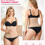 Gotoly Waist Trainer for Women Zipper Corset Shapewear Tummy Control Faja Body Shaper Waist Cincher Workout Girdle(Beige,X-Small)