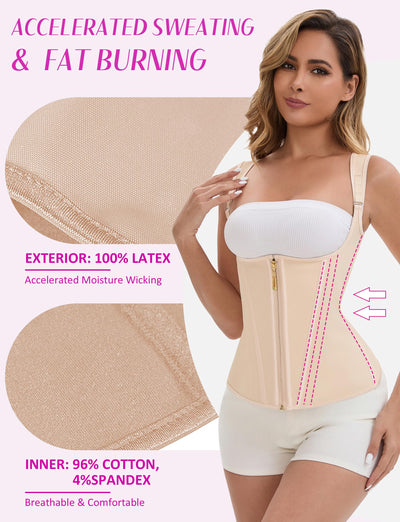 GainKee Waist Trainer for Women Tummy Control, Workout Hourglass Vest Waist Cincher Girdle with Adjustable Shoulder Strap Apricot