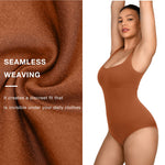 Lover-Beauty Shapewear Tummy Control Slimming Body Suits Thong Built in Bra Tank Top, Brown, M/L
