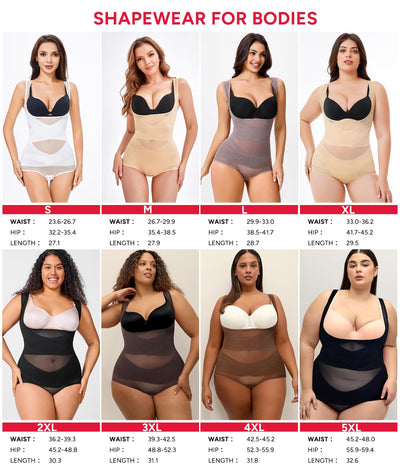Nebility Shapewear for Women Tummy Control Bodysuit Faja Body Shaper Waist Trainer Snatched Corset Body Suit (Brown, Large)
