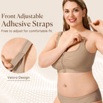 BRABIC Wireless Zip Front Closure Bras for Women No Underwire Full Coverage Comfort Everyday Post Surgery Compression Bra (US, Alpha, XX-Large, Regular, Regular, Light Brown)