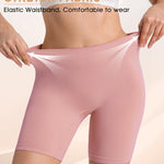 Yeblues 4 Pack Slip Shorts for Under Dresses Anti Chafing Underwear Seamless Comfortable Smooth Yoga Biker Workout Shorts (Black White Nude Pink, L)