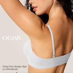 OEAK Womens Comfortable Triangle Bras No Underwire Sexy Plunge Unlined Bralette Pull On Bra Seamless Everyday Tshirt Bras White,S