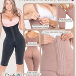 FAJAS DISENOS D'PRADA DELIÉ Shapewear for Women Postpartum – Colombian High Compression Faja, Knee Length Open Bust Powernet with Hook Rows