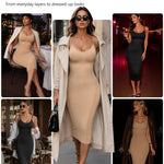 AOSIMANNA Full Body Shapewear Dress for Women - Tummy Control Body Shaper Slip with Adjustable Straps, Seamless Invisible Under Dress, Long Smoothing Slip for Wedding & Party, Nude, XL