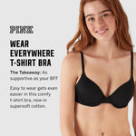 Victoria's Secret Pink Wear Everywhere T-Shirt Bra, Lightly Lined, Smooth, Bras for Women, Beige (34B)