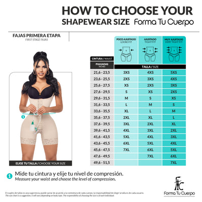 Forma Tu Cuerpo, Medium Compression Faja with Snaps (Beige, Large)