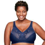 Glamorise Full Figure Plus Size MagicLift Minimizer Bra Wirefree #1003 Blue