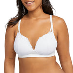 Maidenform Women's Wireless Bra, Pure Comfort Soft Support Wireless Longline Bra, Wirefree Comfortable Lace Bra White