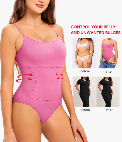 Nebility Shapewear Bodysuits for Women - Tummy Control Square Neck Bodysuit Seamless Full Body Shaper Going Out Top