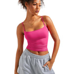 SUUKSESS Women Sexy Square Neck Tank Top Summer Y2K Going Out Tops Casual Sleeveless Basic Cami Shirts (Hot Pink, 2XS)