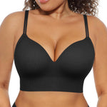 FeelinGirl Wireless Bra for Women with Supportive | Fixed Padded, No Wire, Comfortable Bralettes, Wide Band, Racerback with Lift, Soft Ribbed Texture, Older Women/Home/Out