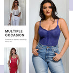 SHAPELLX Lace Bodysuit for Women Tummy Control Shapewear Body Suits One Piece Body Shaper Thongs M