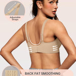 OEAK Womens Deep V Bras Wireless Comfortable Bra Supportive No Underwire Bras Tshirt Push Up Bralettes Plunge Seamless Bra Semolina 3XL