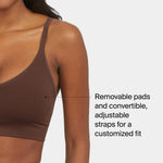 SPANX SPANXsmooth EcoCare Seamless Shaping Longline Bralette - Comfortable Everyday Bralette - Women's Bra with No Underwire - Chestnut Brown - Medium