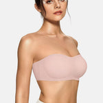 Vertvie Womens Strapless Bra Jelly Push Up Seamless Bandeau Bra Wireless Non Slip Silicone Tube Top Bras Padded Bralette(Airy Nude,Small)