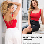 Nebility Shapewear for Women Bodysuits Tummy Control Bodysuit Body Shaper Sexy Back Seamless Sleeveless Body Suit (Red, X-Large)