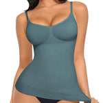 FeelinGirl Womens Tank Top Shapewear Tummy Control Tops Slimming Cami Tank Seamless Compression V Neck Camisole Blue S