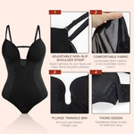 Slimers Thong Shapewear for Women Tummy Control Low Back Invishaper Plunge Backless Body Shaper Bra Open Crotch Bodysuit