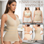 ONEW Compression Tank Tops for Women Shapewear Tummy Control Seamless Body shaper Deep V Neck Cami Shaper,Beige,Medium