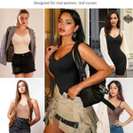 Women's Seamless Shapewear Tummy Control Bodysuit Body Shaper V Neck Seamless Butt Lifter Full Shaping Bodyshapers (Black,XX-Large)