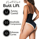 herslims Tummy Control Bodysuit for Women, Sculpting Shapewear, Brief, Thong, or Mid-Thigh Faja, Black Thong 2X/3X