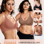 OEAK Womens Deep V Bras Wireless Comfortable Bra Supportive No Underwire Bras Tshirt Push Up Bralettes Plunge Seamless Bra Dusty M