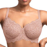 HSIA Minimizer Bra for Women - Plus Size Full Coverage Lace Bra with Underwire, Non Padded Dark Pink