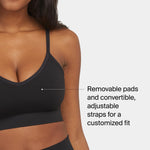 SPANX SPANXsmooth EcoCare Seamless Shaping Longline Bralette - Comfortable Everyday Bralette - Women's Bra with No Underwire - Very Black - Medium