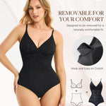 BRABIC Lace Bodysuit for Women Tummy Control Shapewear Sleeveless Tops V-Neck Backless Camisole Jumpsuit Shaper (Black, X-Large)