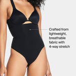 SPANXsculpt Seamless Power High-Waisted Thong - Women's Shapewear Lingerie - Seamless Thong - No Visible Panty Lines - Very Black - Medium