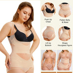 Irisnaya Body Shaper for Women Tummy Control Shapewear Bodysuit Seamless Faja Colombian Butt Lifter Waist Trainer Girdles (Beige, Small)