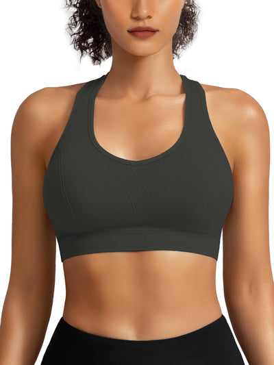 AENLLEY Padded Racerback Sports Bras for Women - Breathable Medium Support for Yoga Gym Workout Fitness