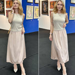 Avidlove Slip for Women Long Satin Half Slip Lace Long Underskirt Light Khaki New X-Large