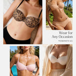 Popilush Push Up Bra Balconette Underwire Demi Seamless T-Shirt Bras