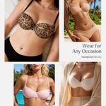 Popilush Push Up Bra Balconette Seamless Underwire Demi T-Shirt Square Neck Bra Lingerie Color Black 38D