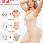 Nebility Fajas Colombianas Moldeadoras Shapewear for Women Tummy Control Postpartum Body Shaper Butt Lifter Bodysuit with Zipper Crotch(Beige, X-Small)