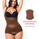 Nebility Shapewear for Women Tummy Control Bodysuit Faja Body Shaper Waist Trainer Snatched Corset Body Suit (Brown, Large)
