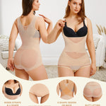 Irisnaya Body Shaper for Women Tummy Control Shapewear Bodysuit Seamless Faja Colombian Butt Lifter Waist Trainer Girdles (Beige, Small)