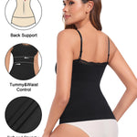 EUYZOU Women Shapewear Tummy Control Camisole Tops - Scoop Neck Sexy Compression Tank Tops Seamless Body Shaper, Black M
