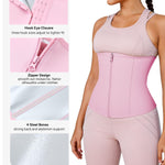 Nebility Waist Trainer for Women Corset Shapewear with Zipper Sweat Waist Trimmer Faja Body Shaper Workout Waist Cincher (Pink, Medium)