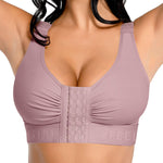 FeelinGirl Front Closure Everyday Bra for Women Post Surgery Compression Support Bra with Adjustable Straps Wirefree Purple XL